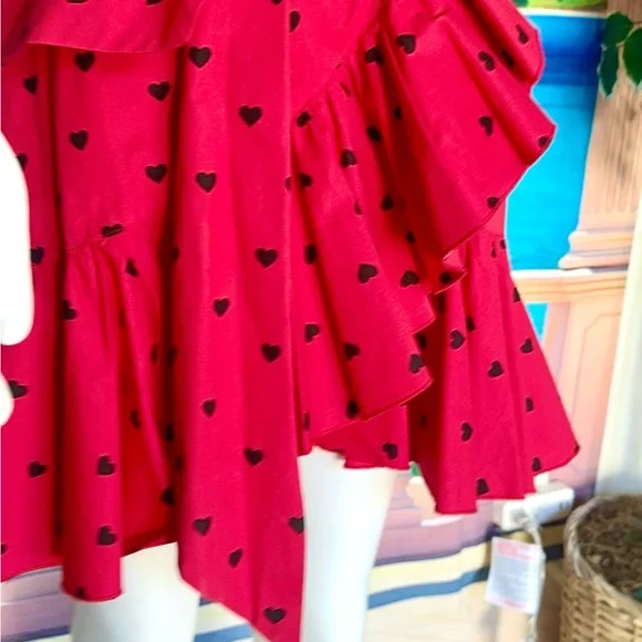 Tara Subkoff for Bebe Red Heart Ruffle Wrap designer with lining. Small. - Picture 7 of 10